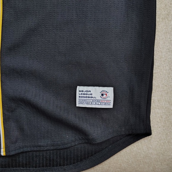 Majestic Pittsburgh Pirates Blank Baseball Jersey Men's Medium Black Gold - Picture 3 of 7